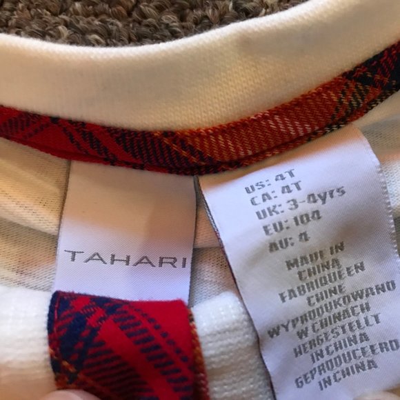 NWT Christmas Tahari perfect match girls long sleeved top in IVORY size 4T. - Picture 2 of 3